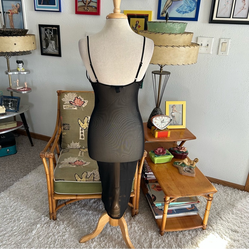 SOLD Retro Dress Sheer Slip Wiggle Black S M 1950s 50s Style Pinup Rockabilly - Picture 7 of 7
